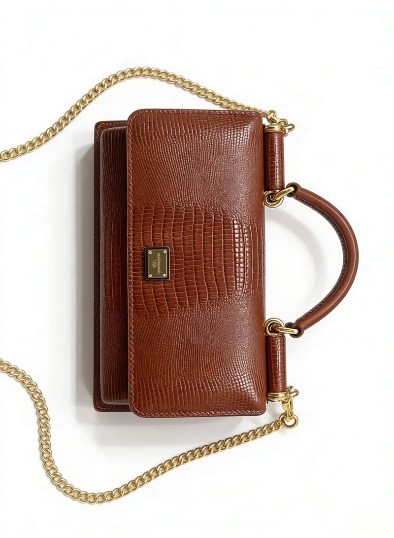 دي آند جي Dolce & Gabbana Dauphine ميني توت حقيبة | D & G علامة مخطوطة حقيبة يد من جلد العجل مع حزام سلاسل قابل للإزالة ، حفلات مسائية رائعة سلاسل فتاة - Image 5